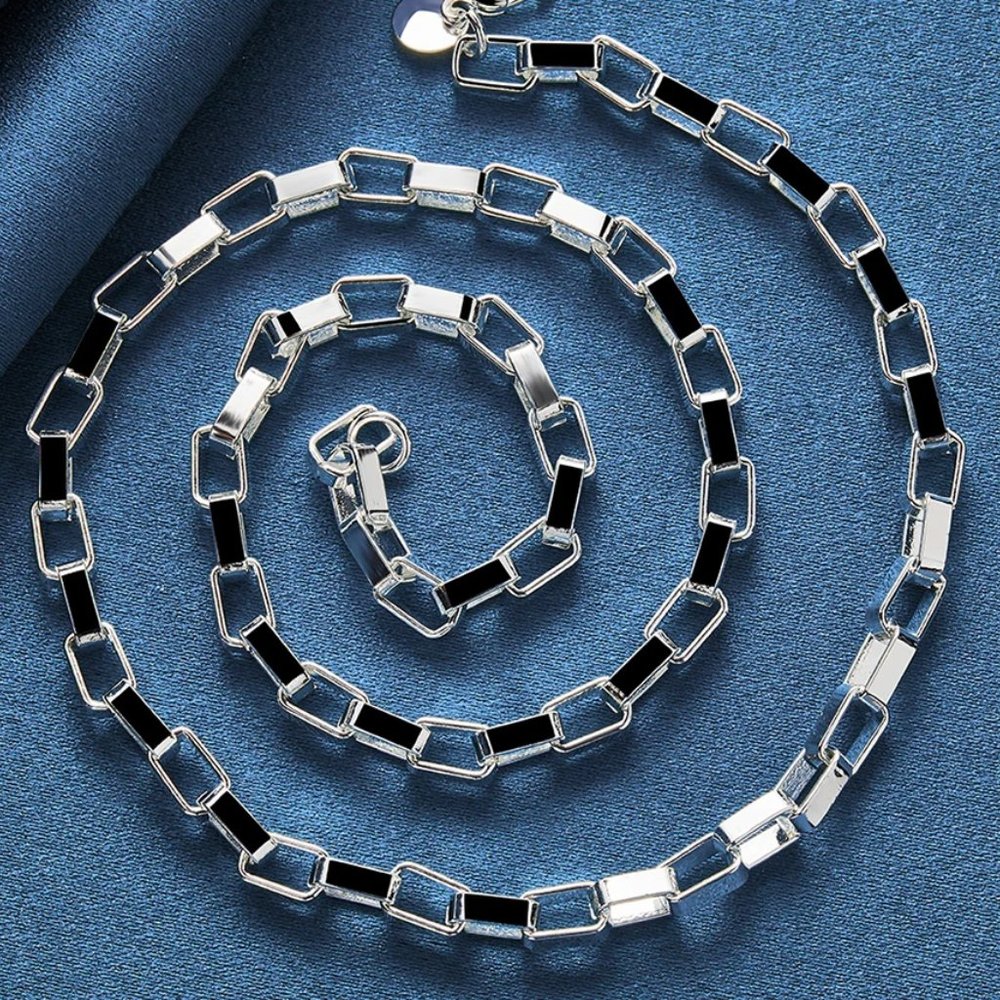 18 Inch Box Chain 4mm Wide, Stamped 925 Sterling Silver - Picture 2 of 7